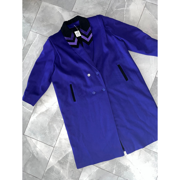 Vintage Yves Venet Purple Chevron Coat 24 1/2 - Picture 7 of 10